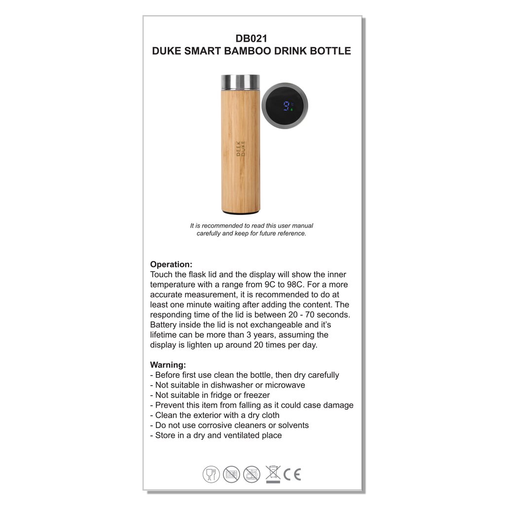 Duke Smart Bamboo Drink Bottle