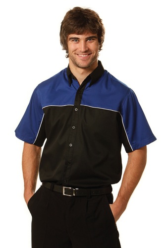 Men’s Tri-Color Poly/Cotton Twill Shirt White Piping