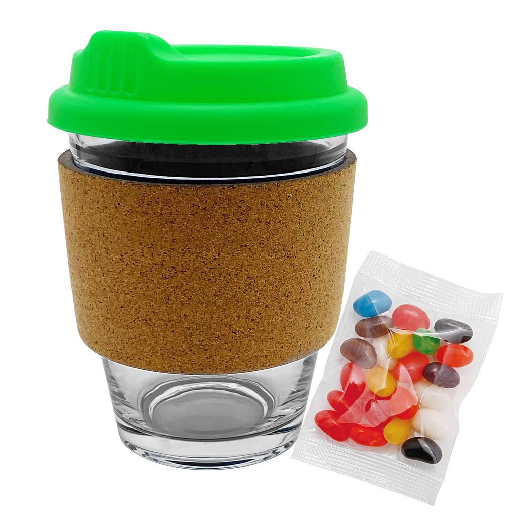 Jelly Bean In Cork Band Glass Coffee Cup