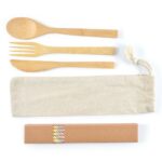 Miso Bamboo Cutlery Set & Straws in Calico Pouch