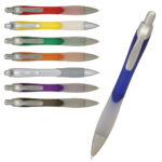 Pen Plastic Push Action Frosted Barrel And Rubber Grip Lotus