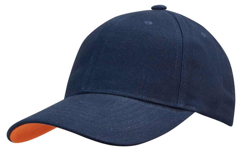 Cap 6 Panel Embroidered Eyelets Pre Curved Peak , Heavy Brushed Cotton Sports Star