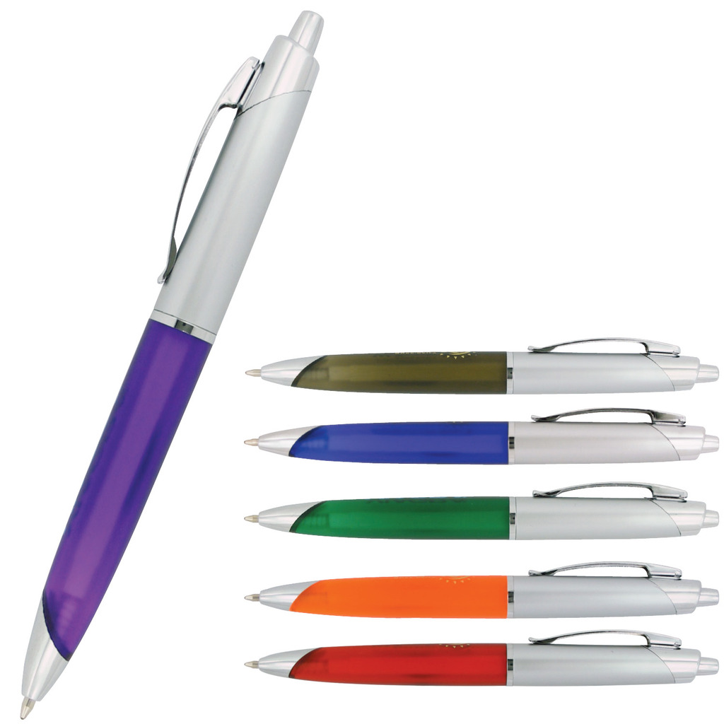 Pen Plastic Solid Silver Barrel And Frosted Lower Barrel Aurora