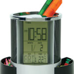 Desk Pen Caddy And Digital Clock