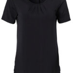 Ladies’ Round Neck With Pleats S/S Knit Top