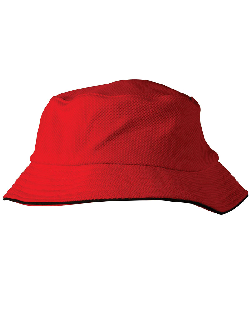 Pique mesh with sandwich trim bucket hat