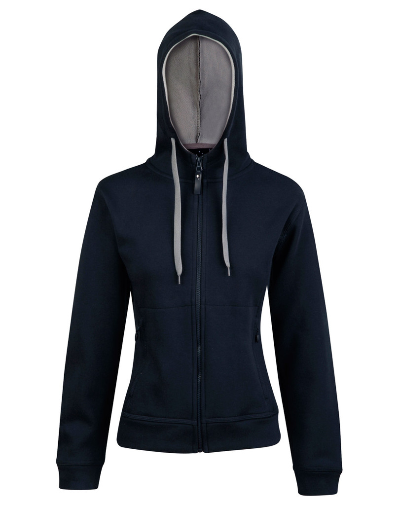 Ladies’ Full Zip Contrast Fleece Hoodie