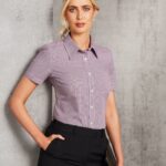 Ladies’ Two Tone Mini Check S/S Shirt
