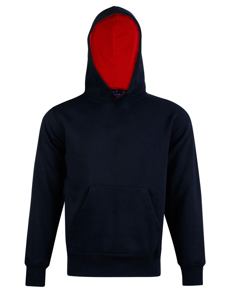 Kids’ Close Front Contrast Fleecy Hoodie
