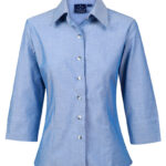 Ladies’ Wrinkle Free Chambray Shirt 3/4 Sleeve
