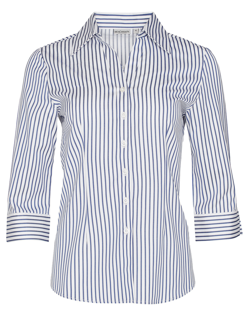 Women’s Sateen Stripe 3/4 Sleeve Shirt