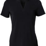 Ladies’ V-Neck With Tab S/S Knit Top