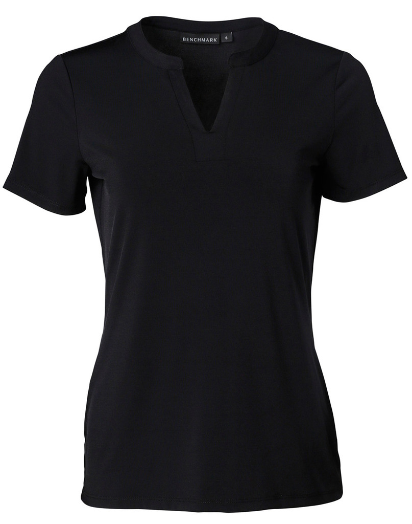 Ladies’ V-Neck With Tab S/S Knit Top