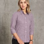 Ladies’ Two Tone Mini Check 3/4 Sleeve Shirt