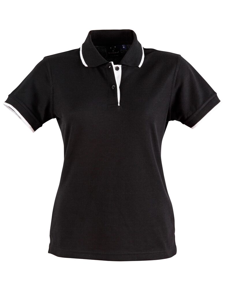 Ladies Contrast Pique Short Sleeve Polo