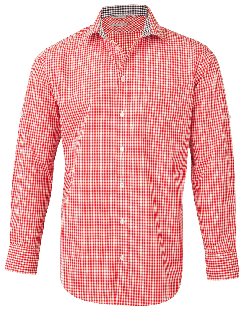 Men’s Gingham Check Roll-Up L/S Shirt