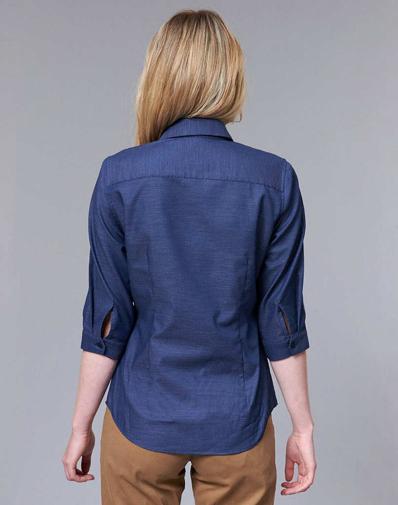Ladies’ Pin Dot Stretch 3/4 Sleeve Shirt