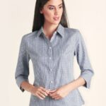 Ladies’ Two Tone Check 3/4 Sleeve Shirt