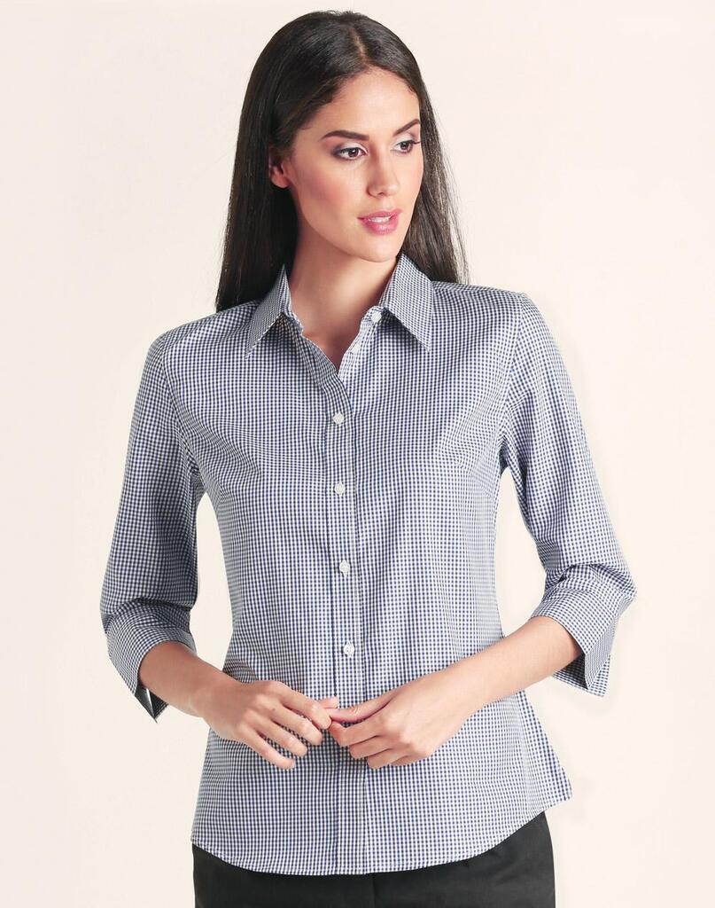 Ladies’ Two Tone Check 3/4 Sleeve Shirt