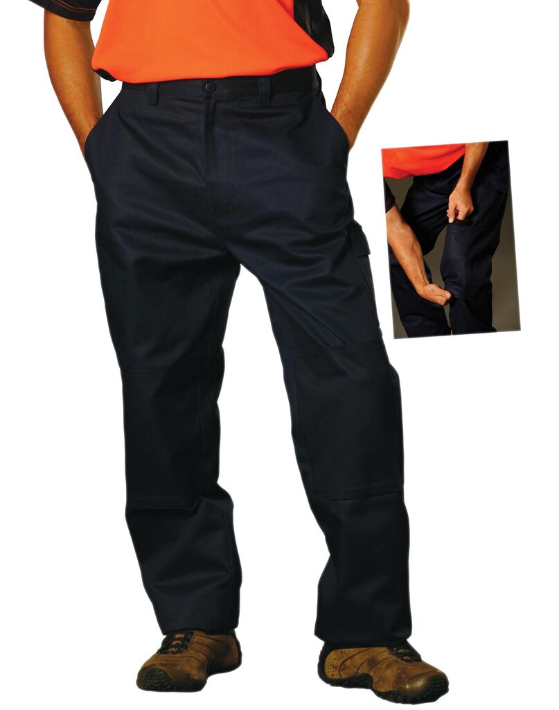 Cotton Drill Cargo Pants With Knee Pads