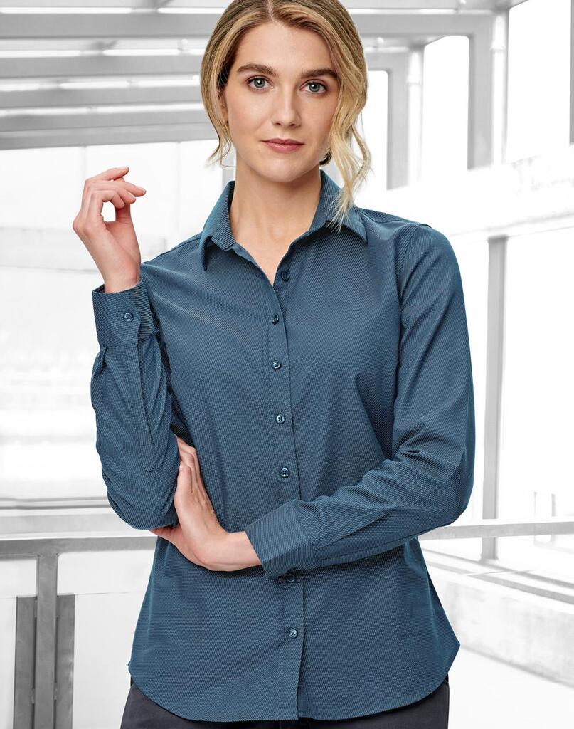 Ladies’ Pin Dot Stretch L/S Shirt