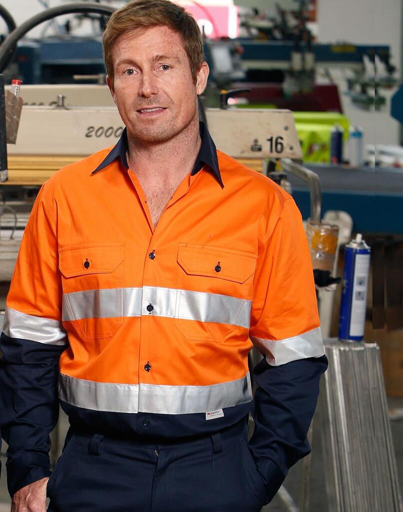 Men’s Hi-Vis Cotton Twill L/S Safety Shirt (3m Tape)