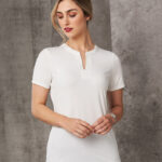 Ladies’ V-Neck With Tab S/S Knit Top