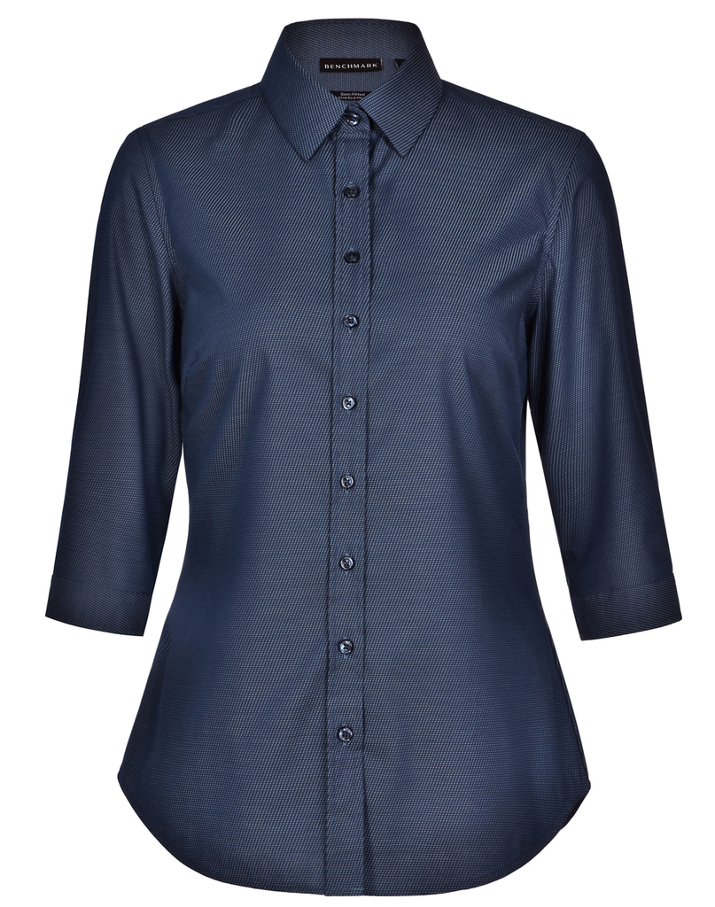 Ladies’ Pin Dot Stretch 3/4 Sleeve Shirt
