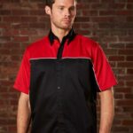 Men’s Tri-Color Poly/Cotton Twill Shirt White Piping