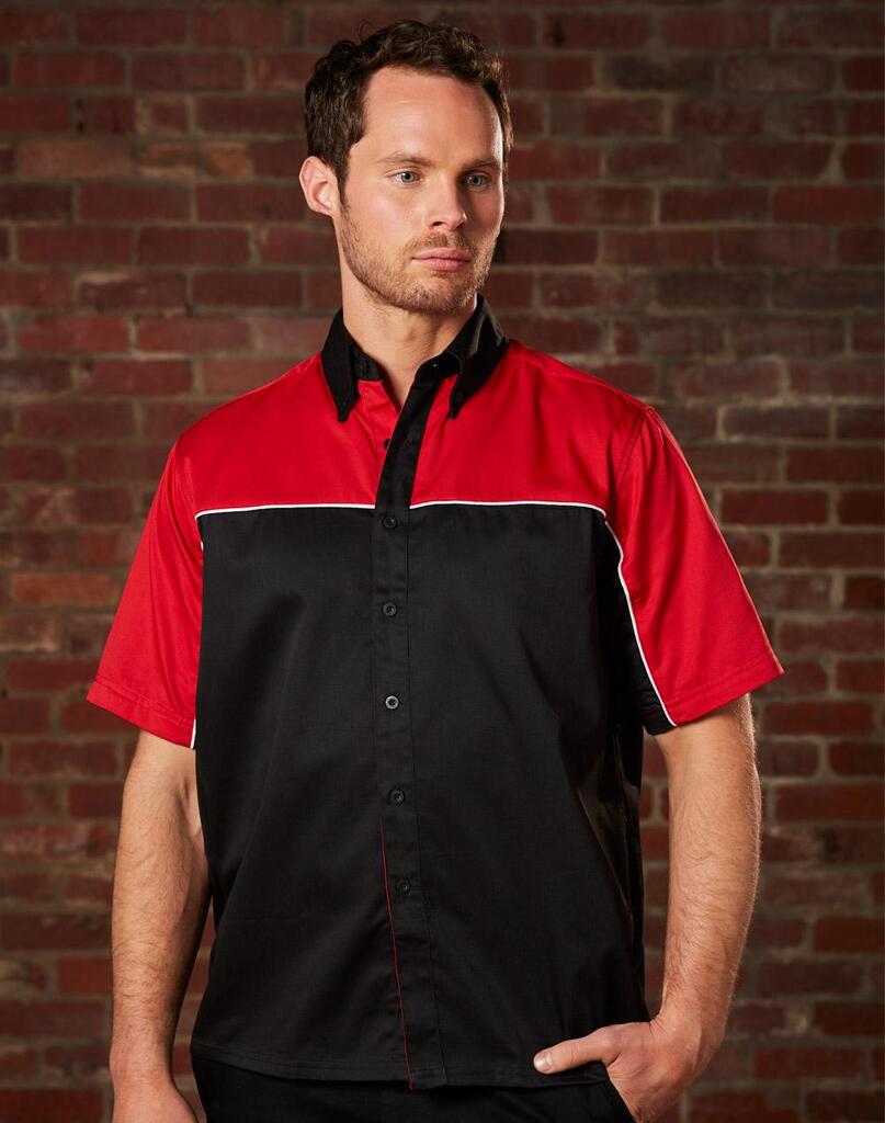 Men’s Tri-Color Poly/Cotton Twill Shirt White Piping