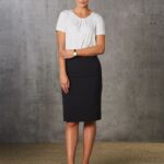 Women’s Mid Length Lined Pencil Skirt In Poly/Viscose Stretch Stripe