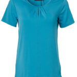 Ladies’ Round Neck With Pleats S/S Knit Top