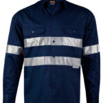Cotton Drill Long Sleeve Work Shirt With 3M Tapes