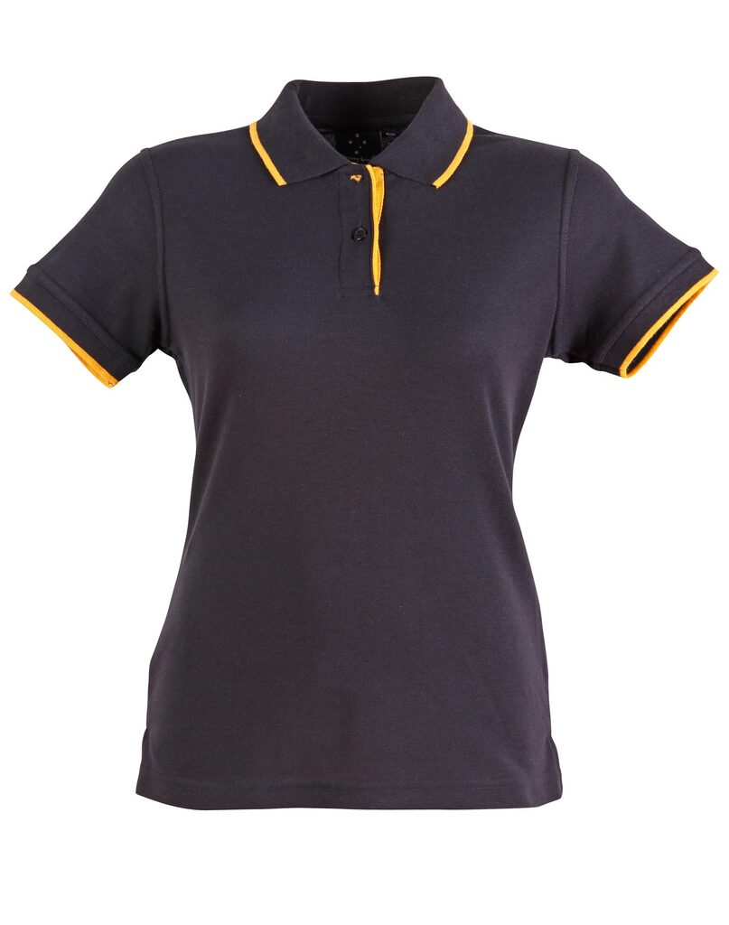 Ladies Contrast Pique Short Sleeve Polo