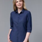 Ladies’ Pin Dot Stretch 3/4 Sleeve Shirt