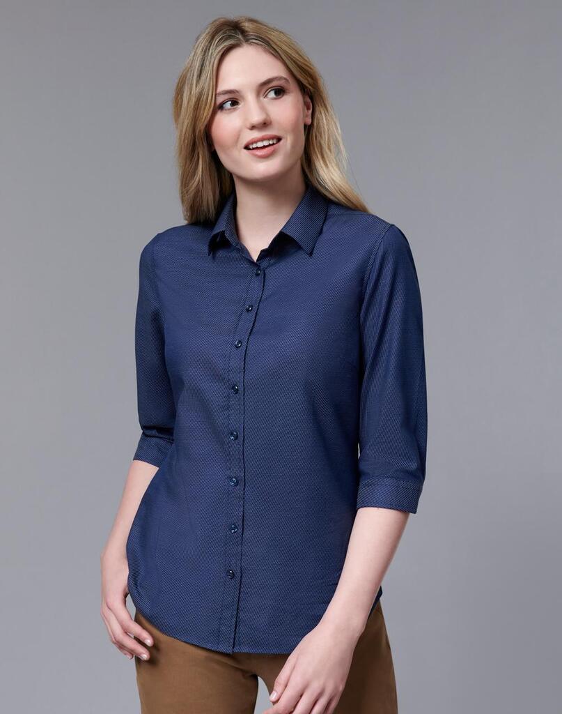Ladies’ Pin Dot Stretch 3/4 Sleeve Shirt