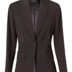 Women’s One Button Cropped Jacket In Poly/Viscose Stretch Stripe