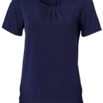 Ladies’ Round Neck With Pleats S/S Knit Top