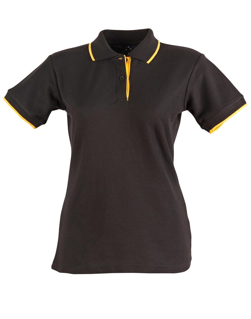 Ladies Contrast Pique Short Sleeve Polo