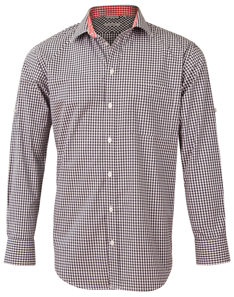 Men’s Gingham Check Roll-Up L/S Shirt