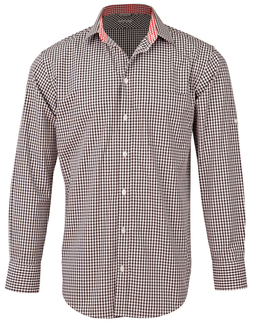 Men’s Gingham Check Roll-Up L/S Shirt
