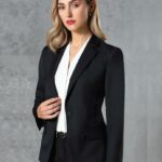 Ladies’ Wool Blend Stretch One Button Cropped Jacket