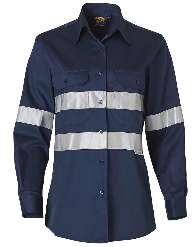 Ladies Cotton Drill Work Shirt with 3M Tapes