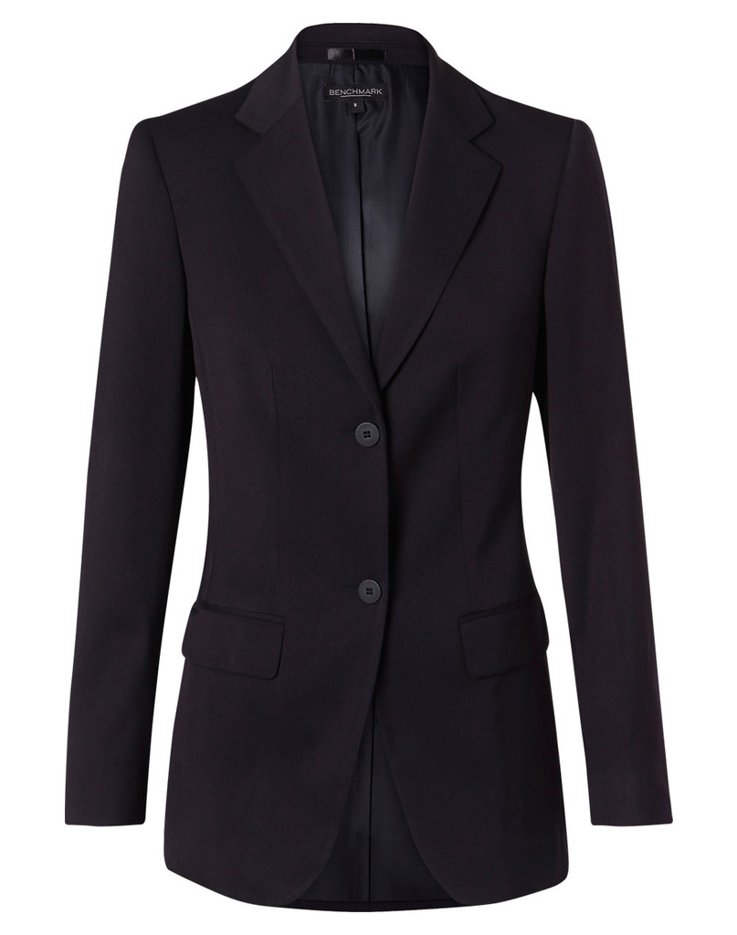 Women’s Two Buttons Mid Length Jacket In Poly/Viscose Stretch