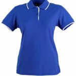 Ladies Contrast Pique Short Sleeve Polo