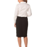 Women’s Mid Length Lined Pencil Skirt In Poly/Viscose Stretch Stripe