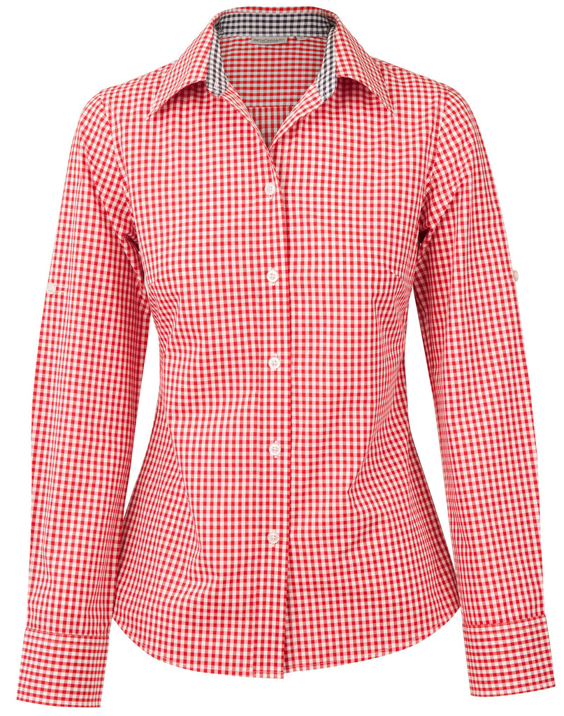 Women’s Gingham Check Roll-Up L/S Shirt