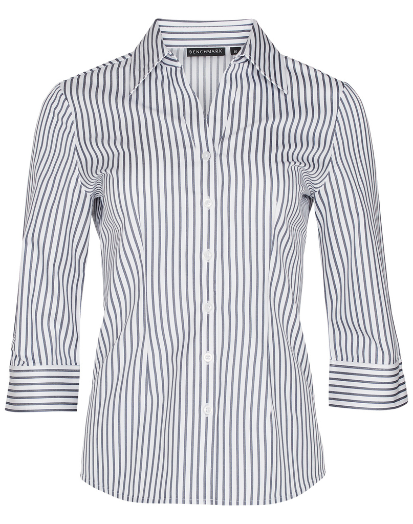 Women’s Sateen Stripe 3/4 Sleeve Shirt