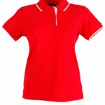 Ladies Contrast Pique Short Sleeve Polo