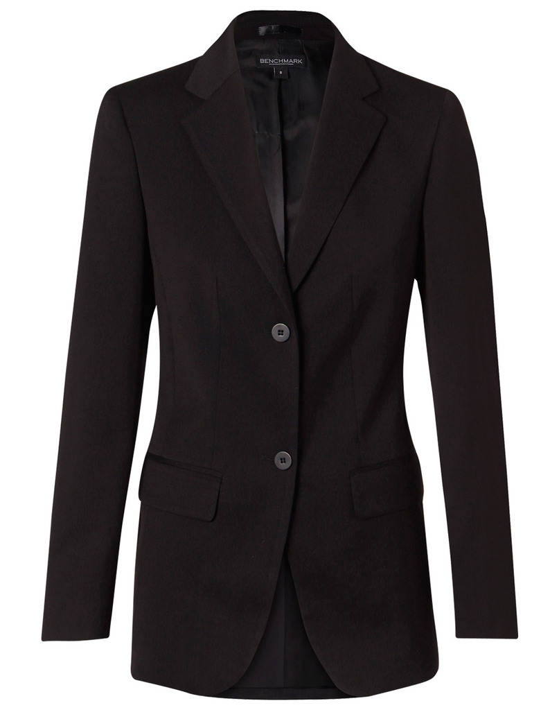 Women’s Two Buttons Mid Length Jacket In Poly/Viscose Stretch